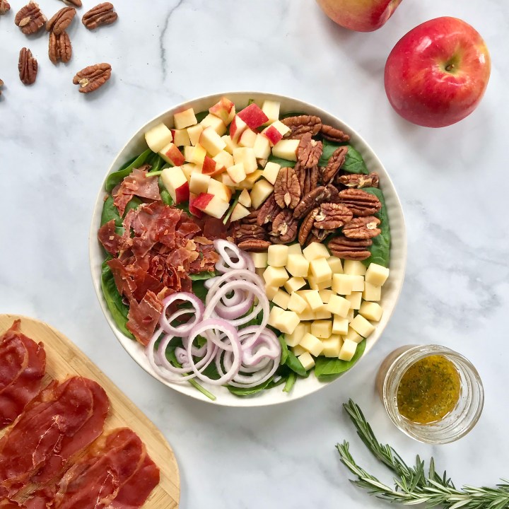 Cheddar, Apple, and Crispy Prosciutto Salad with Rosemary-Maple&nbsp;Vinaigrette