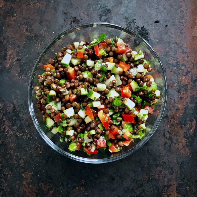 Lentil, Cucumber, and Bell Pepper&nbsp;Salad