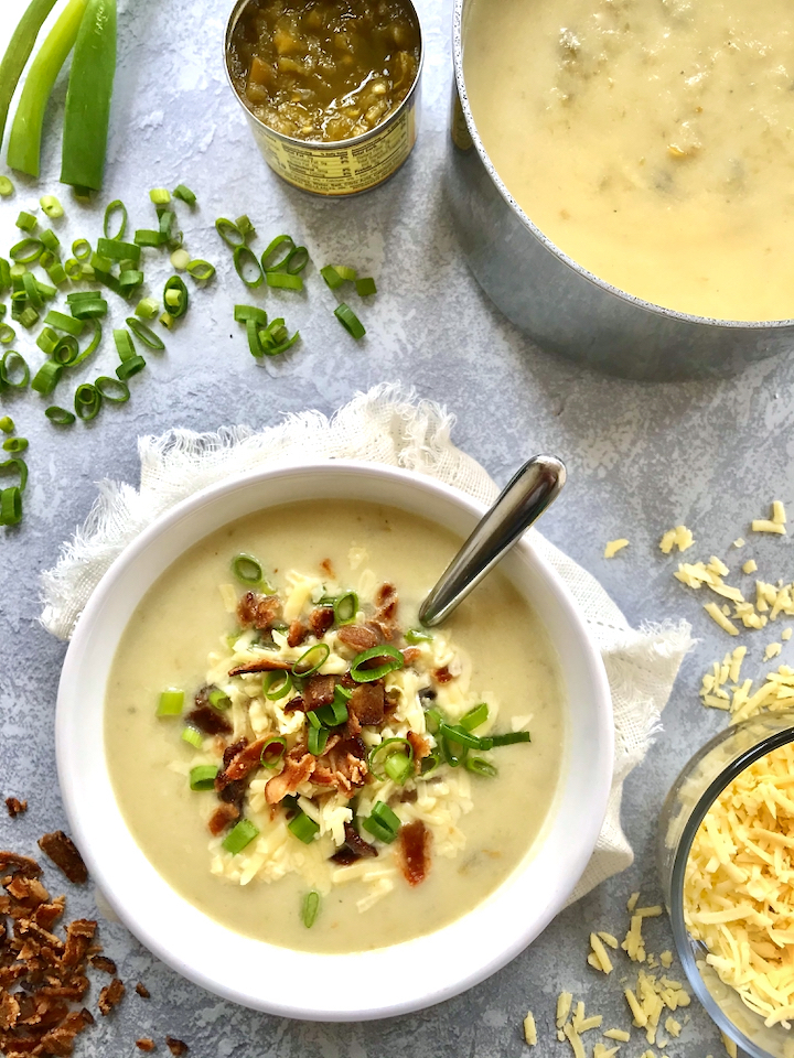 Loaded Green Chili Cauliflower&nbsp;Soup